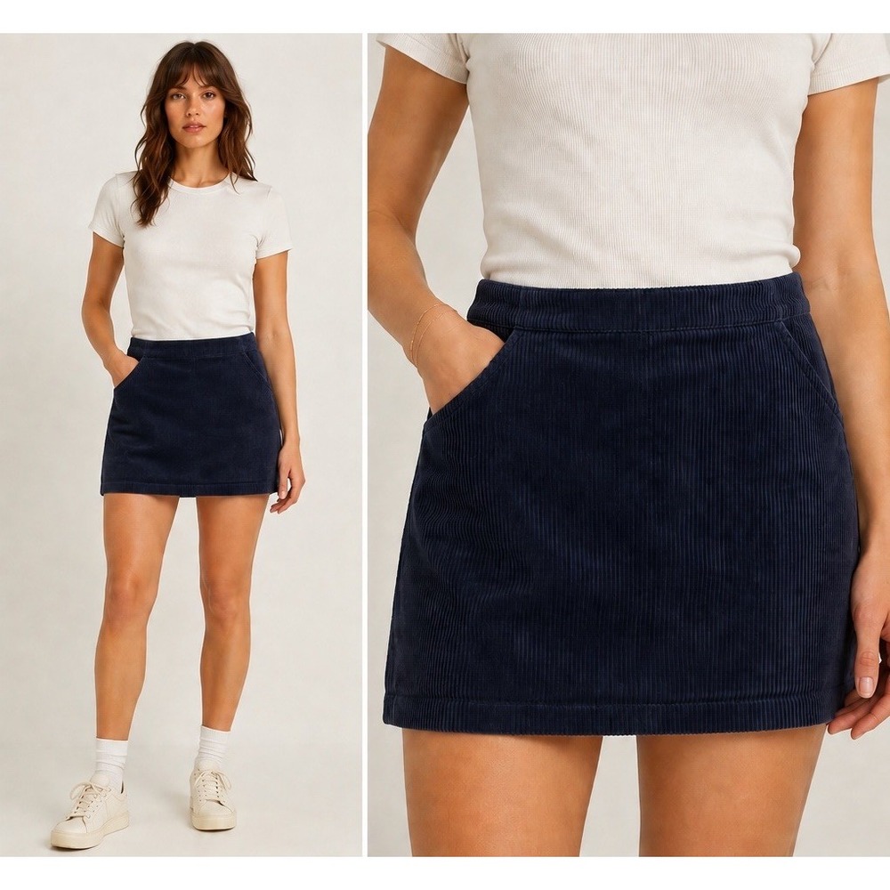Corduroy Miniskirt Navy Blue Forever 21 Size M Preppy 90s Vibe Academia Grunge
